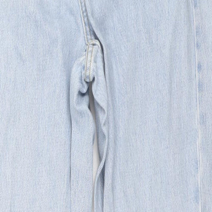 Topshop Womens Blue 100% Cotton Mom Jeans Size M L32 in Regular Zip