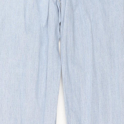 Topshop Womens Blue 100% Cotton Mom Jeans Size M L32 in Regular Zip