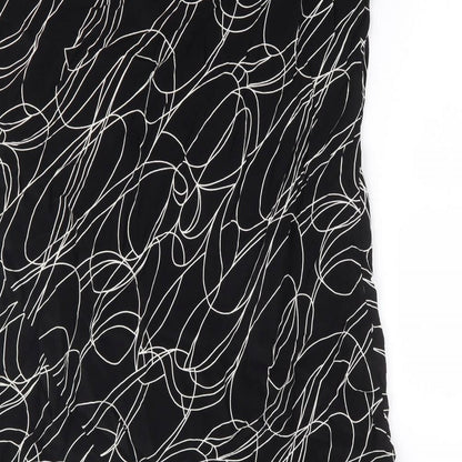 BHS Womens Black Geometric Viscose A-Line Skirt Size 18