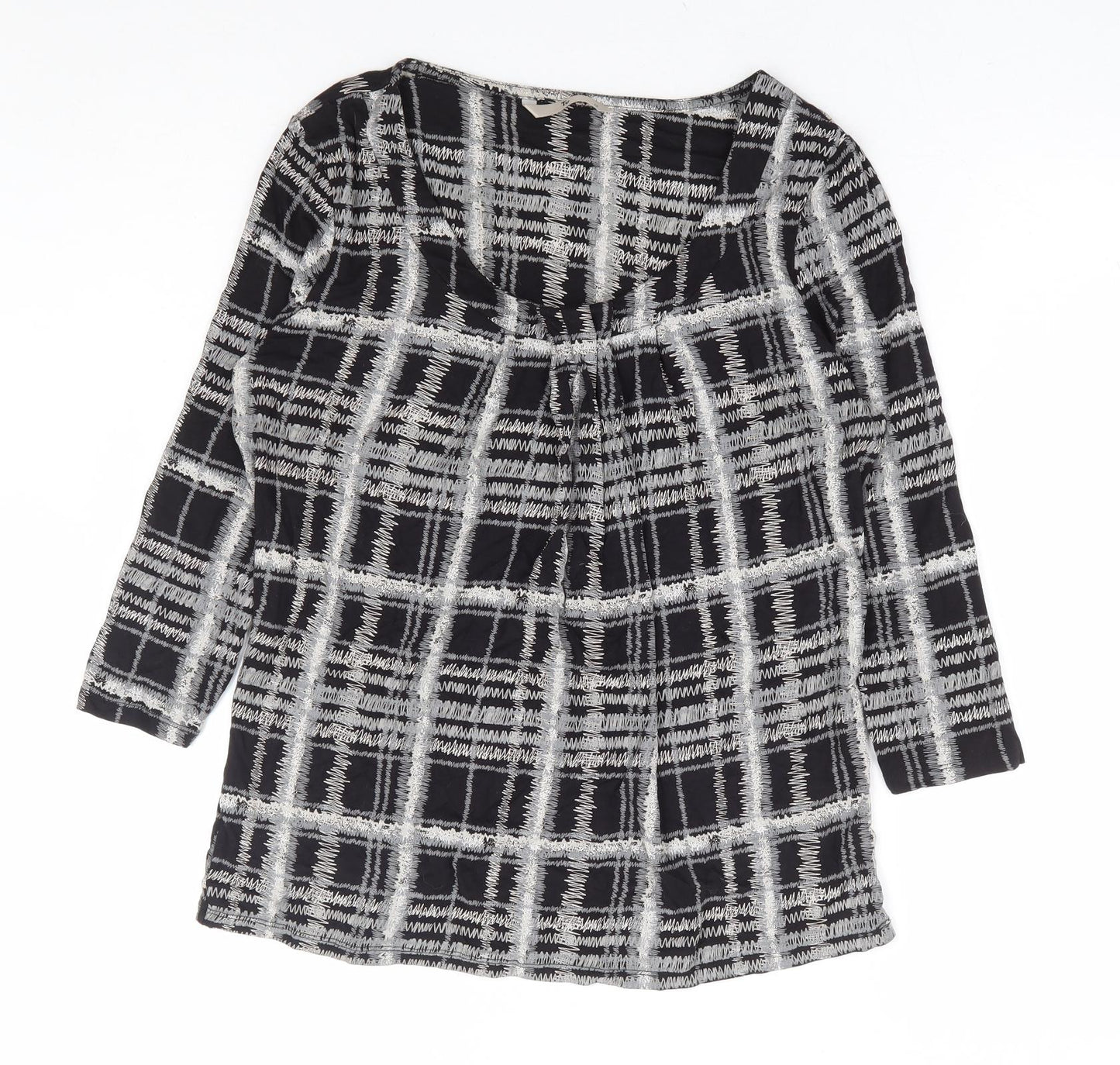 TU Womens Grey Geometric Viscose Basic Blouse Size 12 Scoop Neck