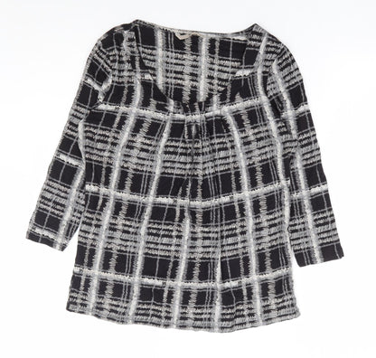 TU Womens Grey Geometric Viscose Basic Blouse Size 12 Scoop Neck