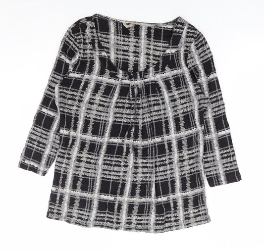 TU Womens Grey Geometric Viscose Basic Blouse Size 12 Scoop Neck