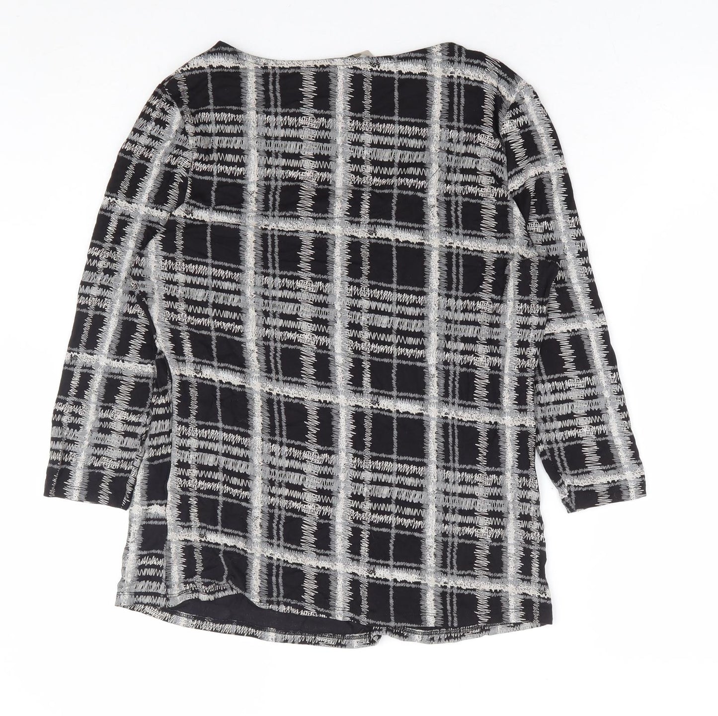 TU Womens Grey Geometric Viscose Basic Blouse Size 12 Scoop Neck