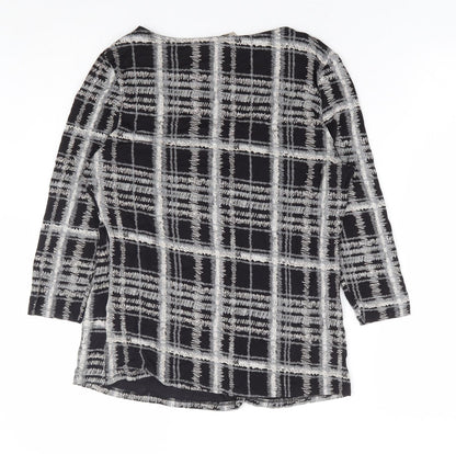 TU Womens Grey Geometric Viscose Basic Blouse Size 12 Scoop Neck