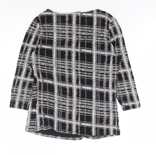 TU Womens Grey Geometric Viscose Basic Blouse Size 12 Scoop Neck