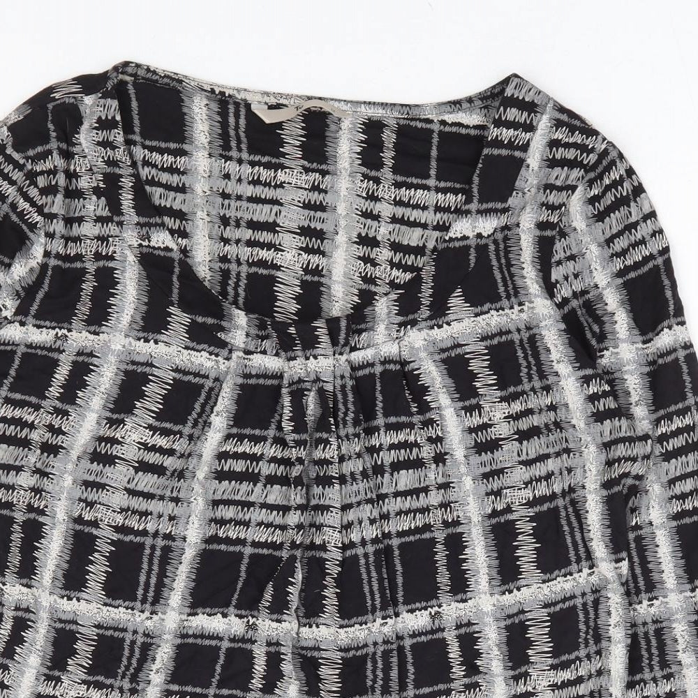 TU Womens Grey Geometric Viscose Basic Blouse Size 12 Scoop Neck