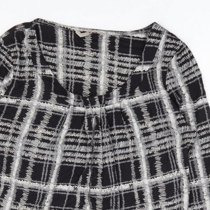 TU Womens Grey Geometric Viscose Basic Blouse Size 12 Scoop Neck