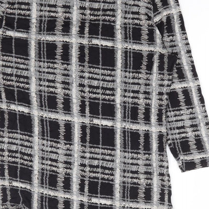 TU Womens Grey Geometric Viscose Basic Blouse Size 12 Scoop Neck