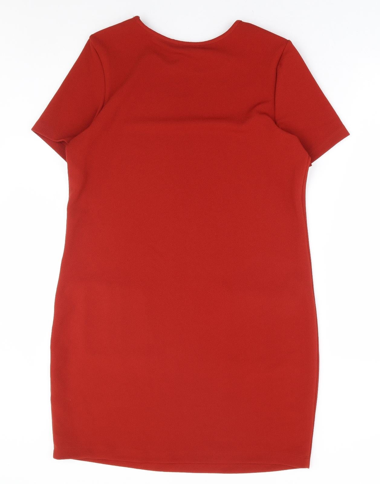 Peacocks Womens Orange Polyester A-Line Size 12 Round Neck Pullover