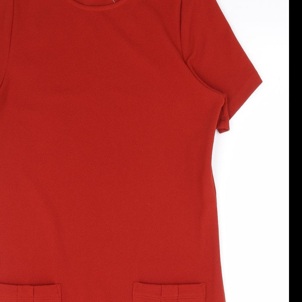 Peacocks Womens Orange Polyester A-Line Size 12 Round Neck Pullover