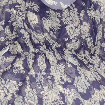 Georgetown Womens Blue Floral Polyester Basic Blouse Size M Scoop Neck