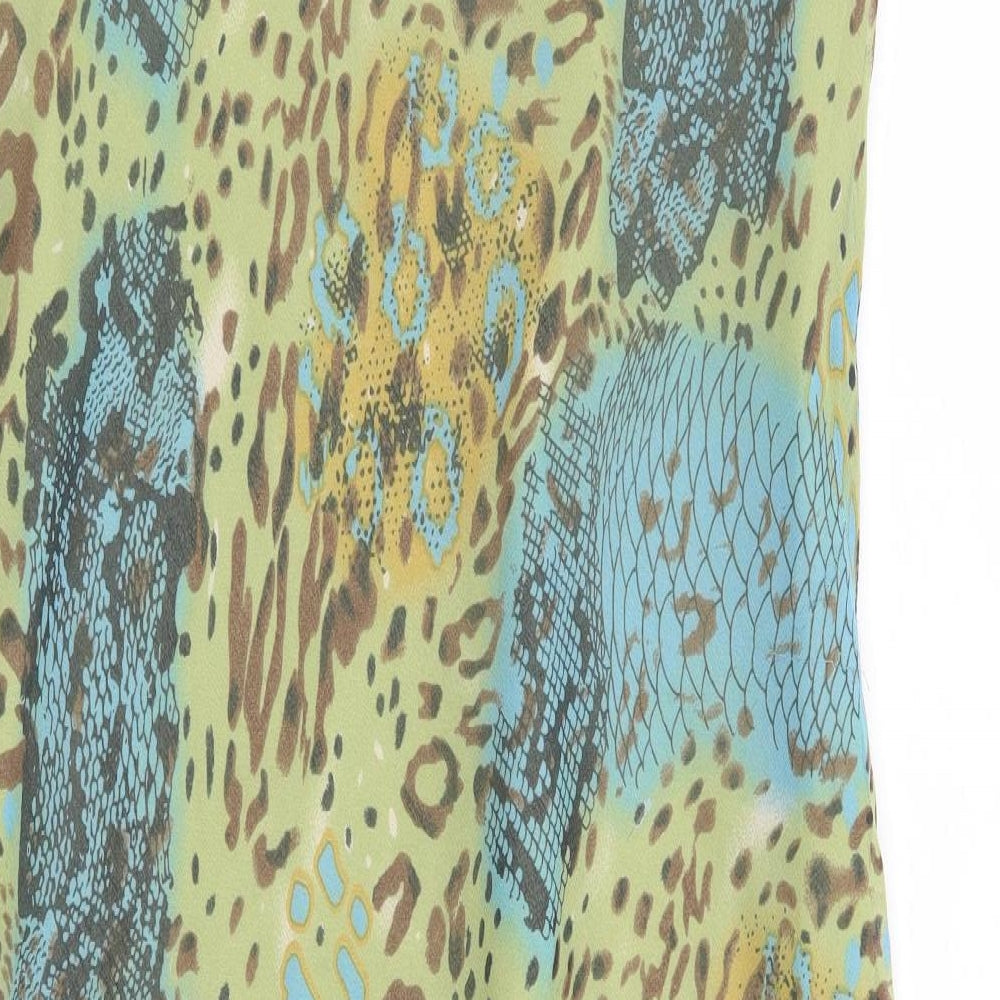 Papa Womens Green Animal Print Polyester A-Line Size L Scoop Neck Pullover - Mixed Prints