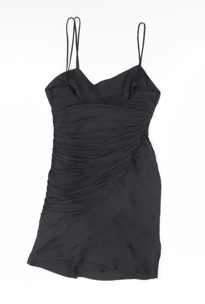 Zara Womens Black Polyester Bodycon Size XS V-Neck Zip