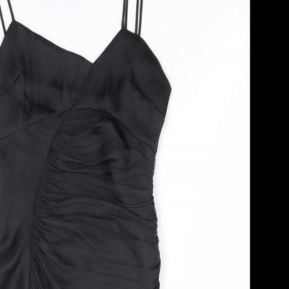 Zara Womens Black Polyester Bodycon Size XS V-Neck Zip