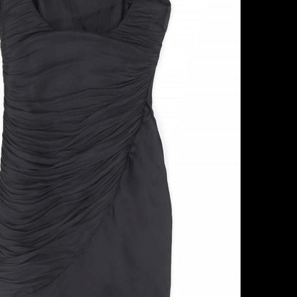 Zara Womens Black Polyester Bodycon Size XS V-Neck Zip