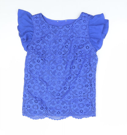 Oasis Womens Blue Polyester Basic T-Shirt Size M Round Neck