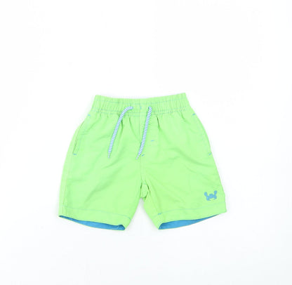 Rebel Boys Green Polyester Cropped Trousers Size 18-24 Months Drawstring - Swim Shorts
