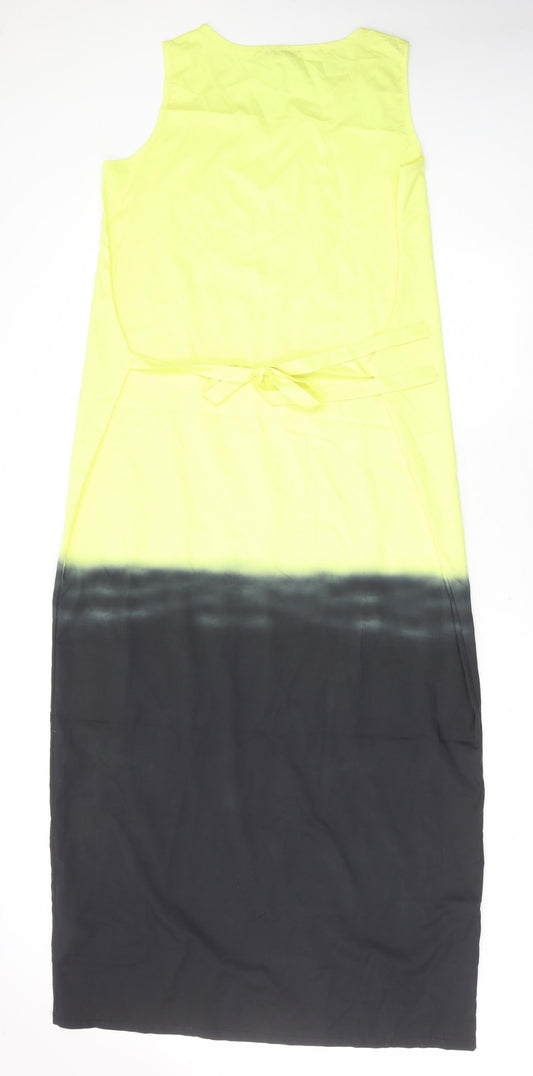 MissLook Womens Yellow Colourblock Cotton Tank Dress Size XL Round Neck Pullover