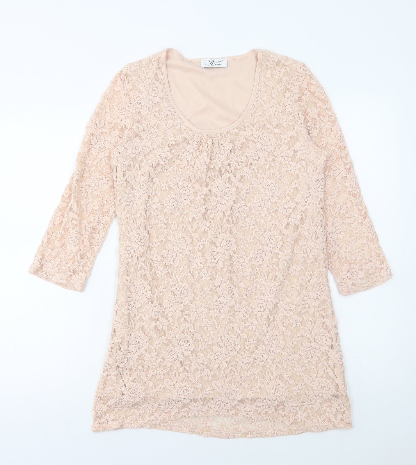 Anne Smith Womens Pink Polyester A-Line Size 14 Round Neck Pullover