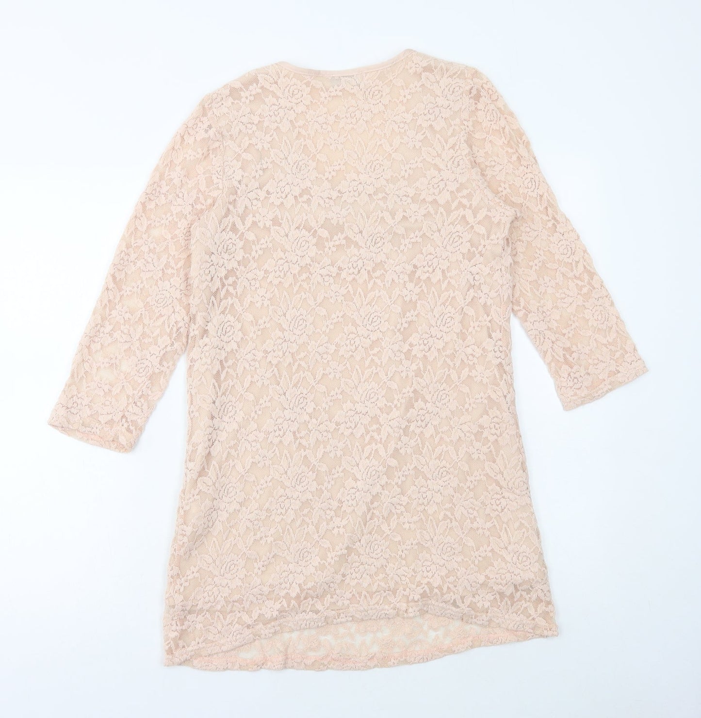 Anne Smith Womens Pink Polyester A-Line Size 14 Round Neck Pullover