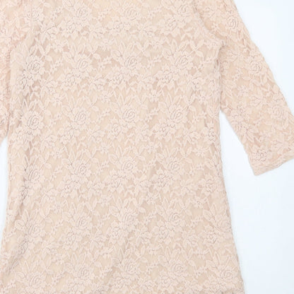 Anne Smith Womens Pink Polyester A-Line Size 14 Round Neck Pullover