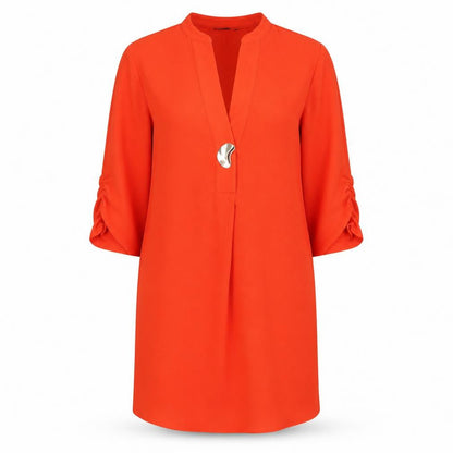 Zara Womens Orange Polyester Shirt Dress Size XS V-Neck Button