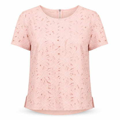 Dororthy Perkins Womens Pink Nylon Basic T-Shirt Size 14 Round Neck