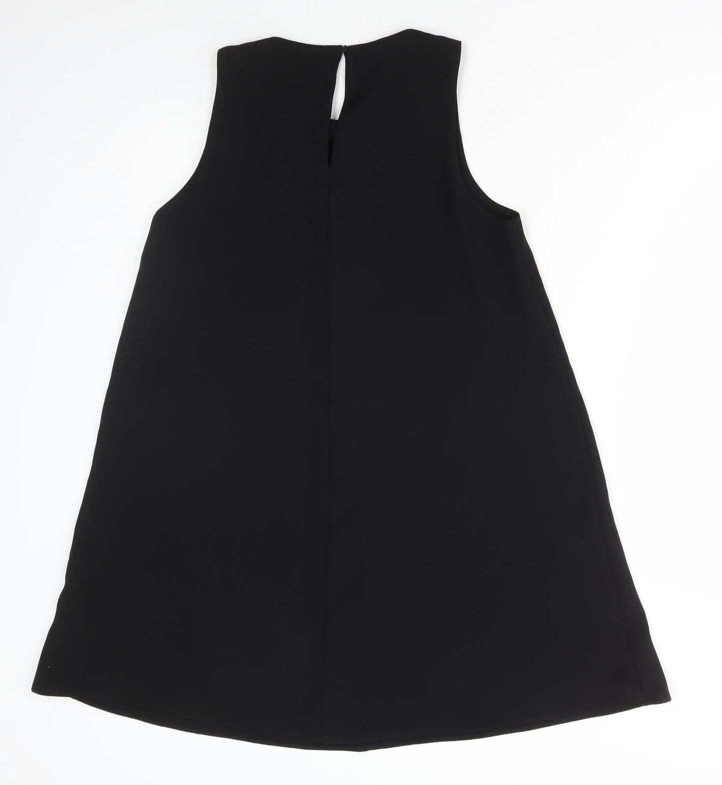 Zara Womens Black Polyester A-Line Size S High Neck Button