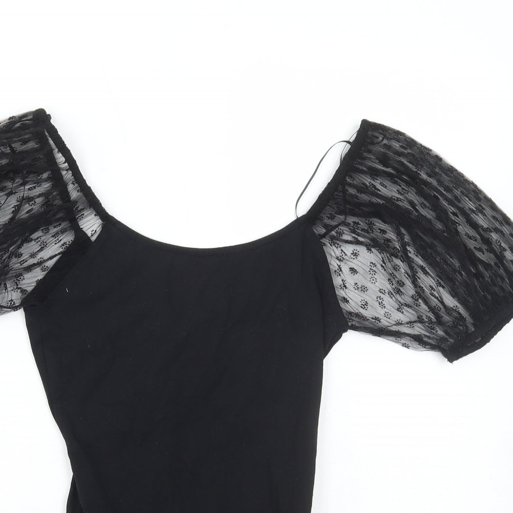 Primark Womens Black Polyester Bodysuit One-Piece Size S Pullover