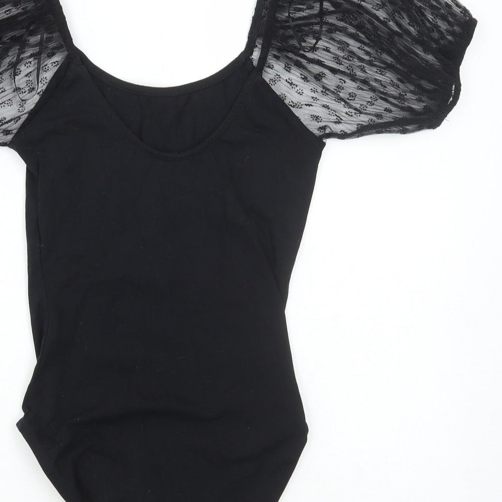 Primark Womens Black Polyester Bodysuit One-Piece Size S Pullover