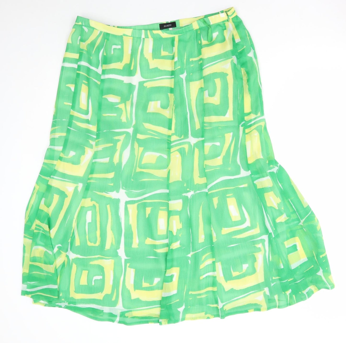 Baster Womens Green Geometric Polyester Flare Skirt Size 36 in Zip