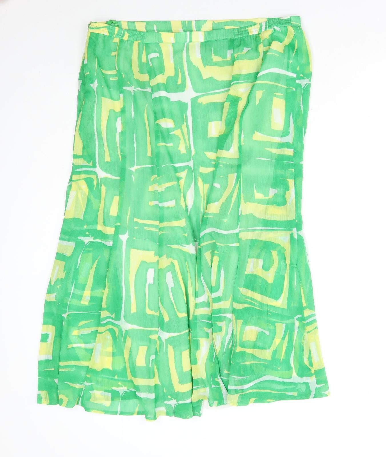 Baster Womens Green Geometric Polyester Flare Skirt Size 36 in Zip