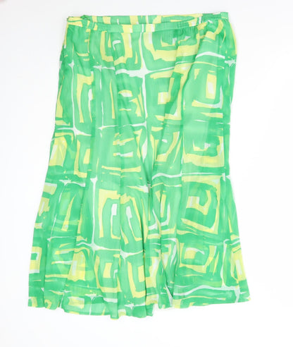 Baster Womens Green Geometric Polyester Flare Skirt Size 36 in Zip