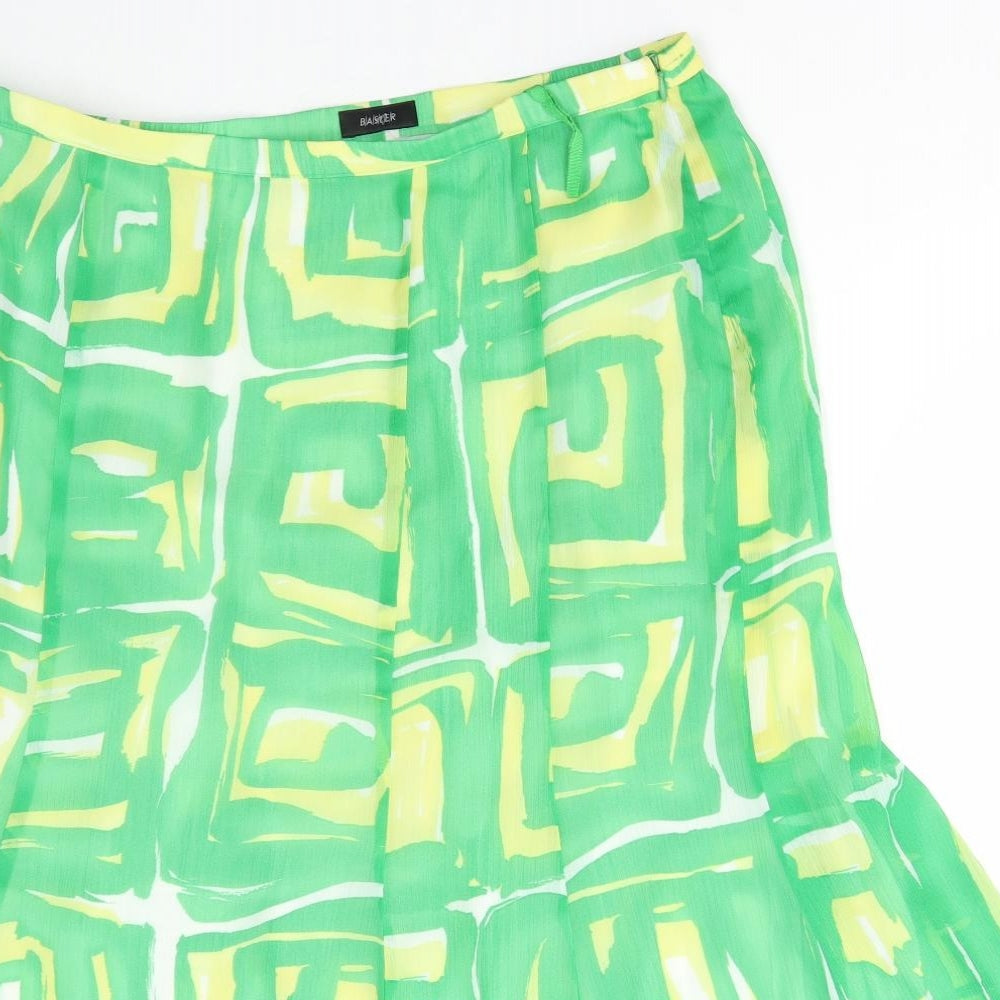 Baster Womens Green Geometric Polyester Flare Skirt Size 36 in Zip
