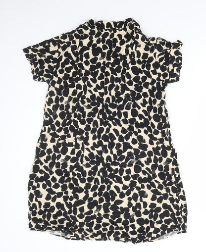 H&M Womens Brown Geometric Viscose A-Line Size S V-Neck Pullover