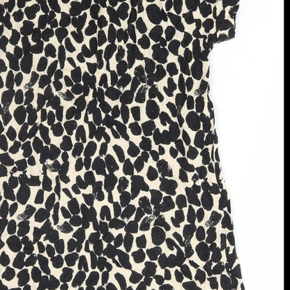 H&M Womens Brown Geometric Viscose A-Line Size S V-Neck Pullover