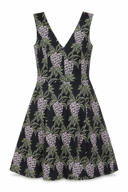H&M Womens Multicoloured Floral Polyester Fit & Flare Size M V-Neck Pullover - Pineapple Print