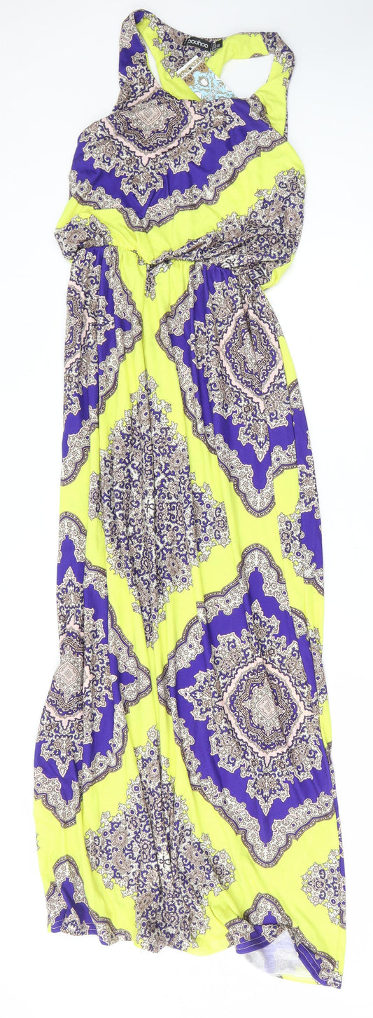 Boohoo Womens Multicoloured Geometric Polyester Maxi Size 4 Round Neck Pullover