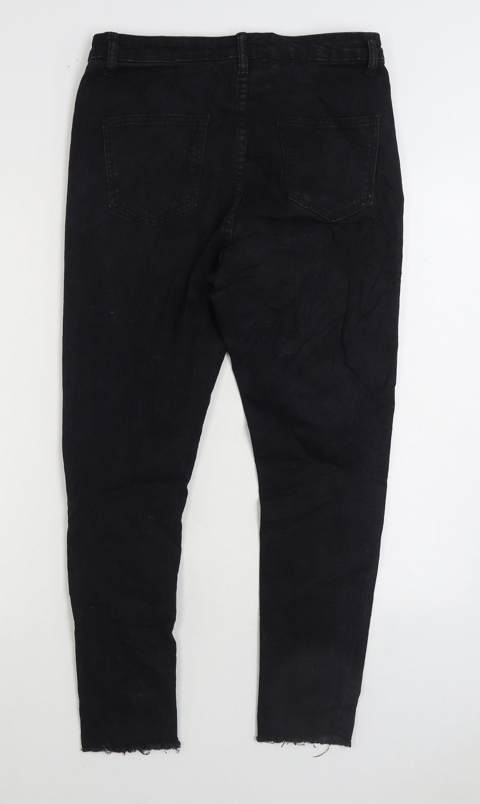 Boohoo Womens Black Cotton Skinny Jeans Size 12 L25 in Regular Zip