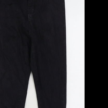 Boohoo Womens Black Cotton Skinny Jeans Size 12 L25 in Regular Zip