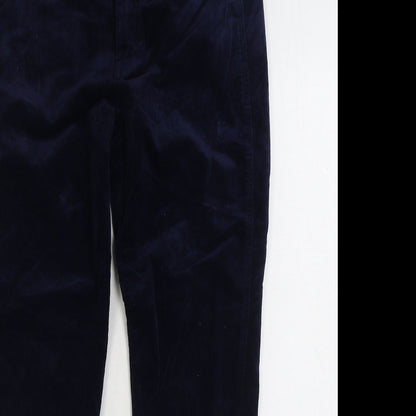 Saint Tropez Mens Blue Cotton Trousers Size 32 in L29 in Regular Zip