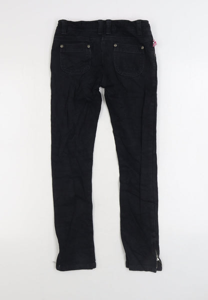 Marks and Spencer Girls Black Cotton Skinny Jeans Size 11 Years Regular Zip - Hello Kitty Ankle Zip