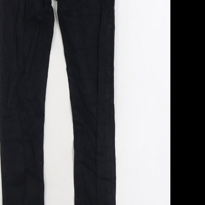 Marks and Spencer Girls Black Cotton Skinny Jeans Size 11 Years Regular Zip - Hello Kitty Ankle Zip
