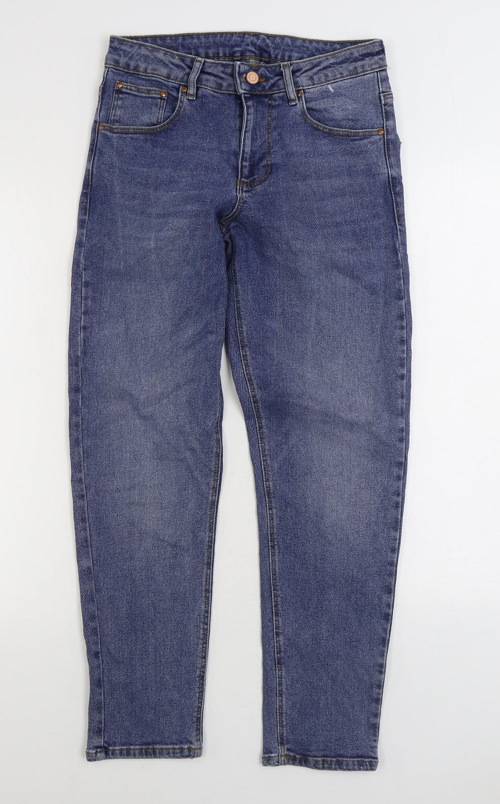 ASOS Mens Blue Cotton Straight Jeans Size 28 in L30 in Regular Zip