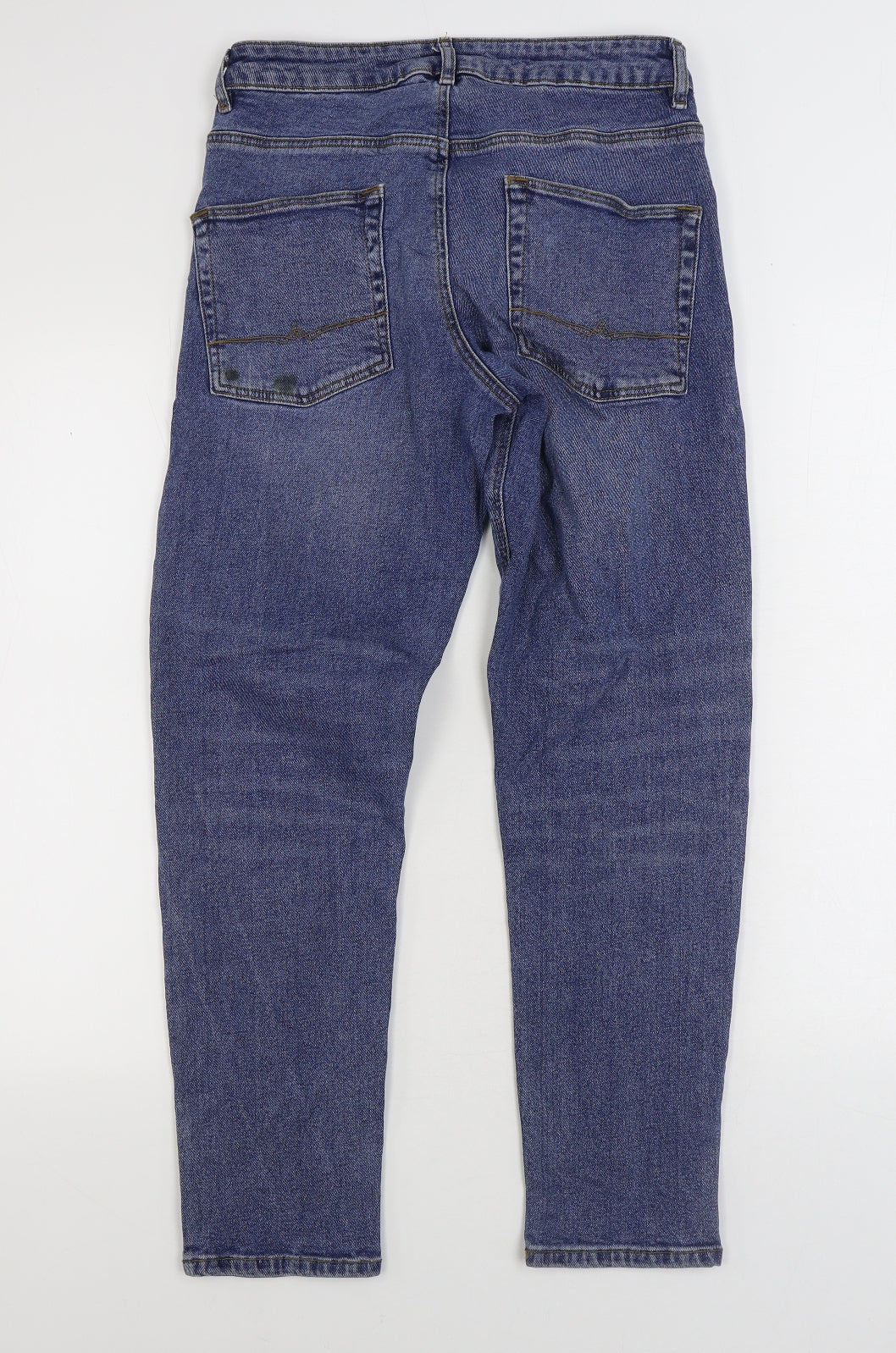 ASOS Mens Blue Cotton Straight Jeans Size 28 in L30 in Regular Zip