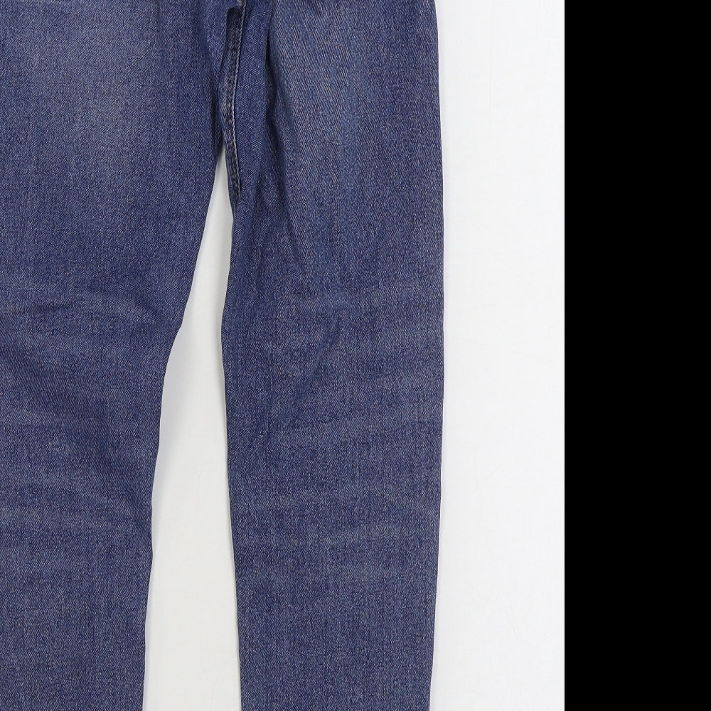 ASOS Mens Blue Cotton Straight Jeans Size 28 in L30 in Regular Zip