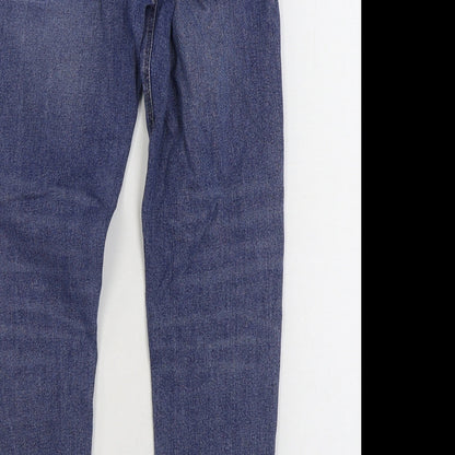 ASOS Mens Blue Cotton Straight Jeans Size 28 in L30 in Regular Zip