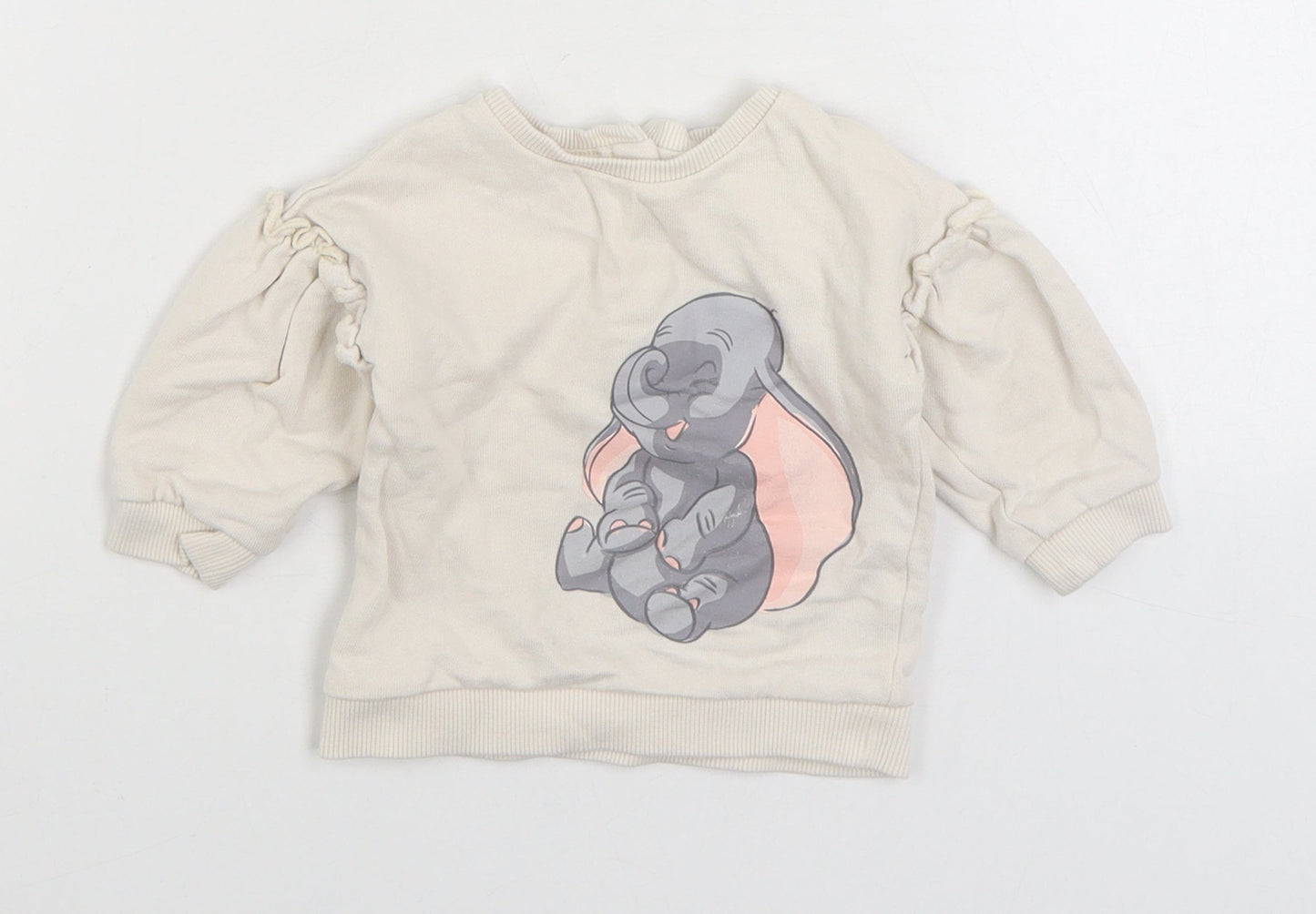 George Baby Beige Cotton Pullover Jumper Size 3-6 Months Snap - Dumbo