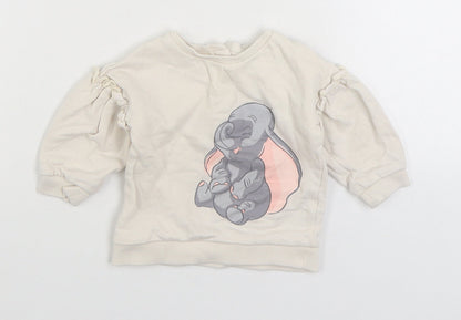 George Baby Beige Cotton Pullover Jumper Size 3-6 Months Snap - Dumbo