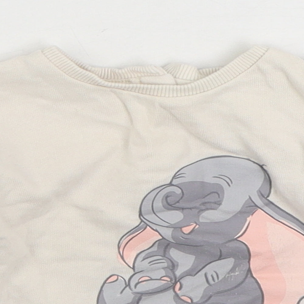 George Baby Beige Cotton Pullover Jumper Size 3-6 Months Snap - Dumbo